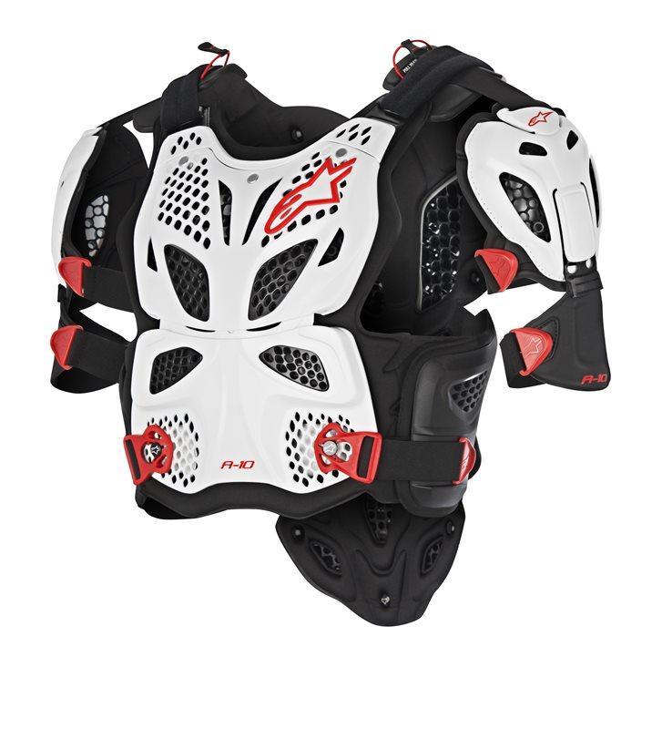 Alpinestars - A-10 Full Chest Protector White Black Red - Protection - MotoXshop