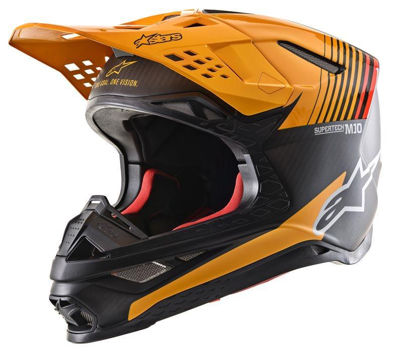 Alpinestars - Supertech S-M10 Dyno Helmet Ece Black Carbon Orange M&G - Helmets - MotoXshop