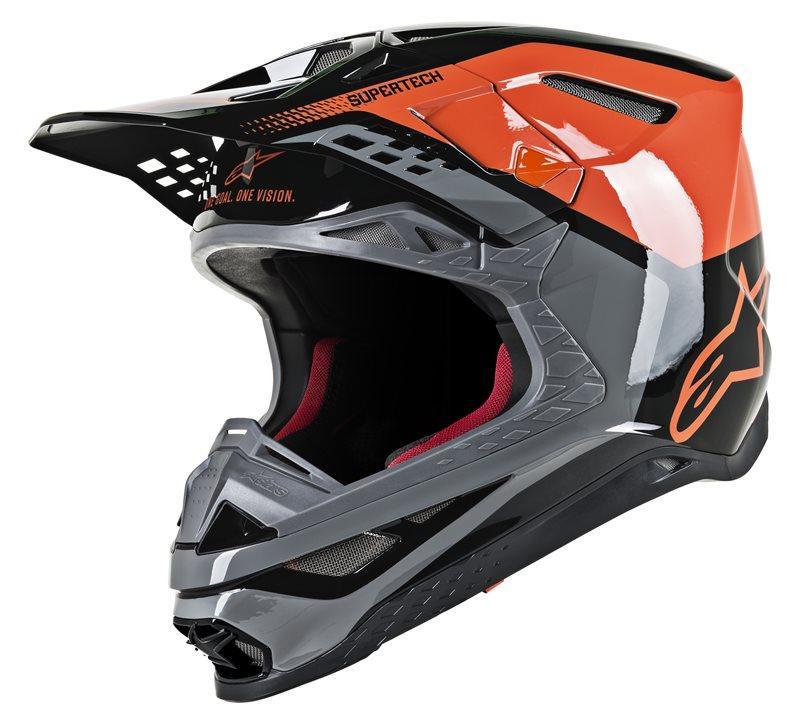 Alpinestars - Supertech S-M8 Triple Helmet Ece Orange Mid Gray Black Glossy - Helmets - MotoXshop