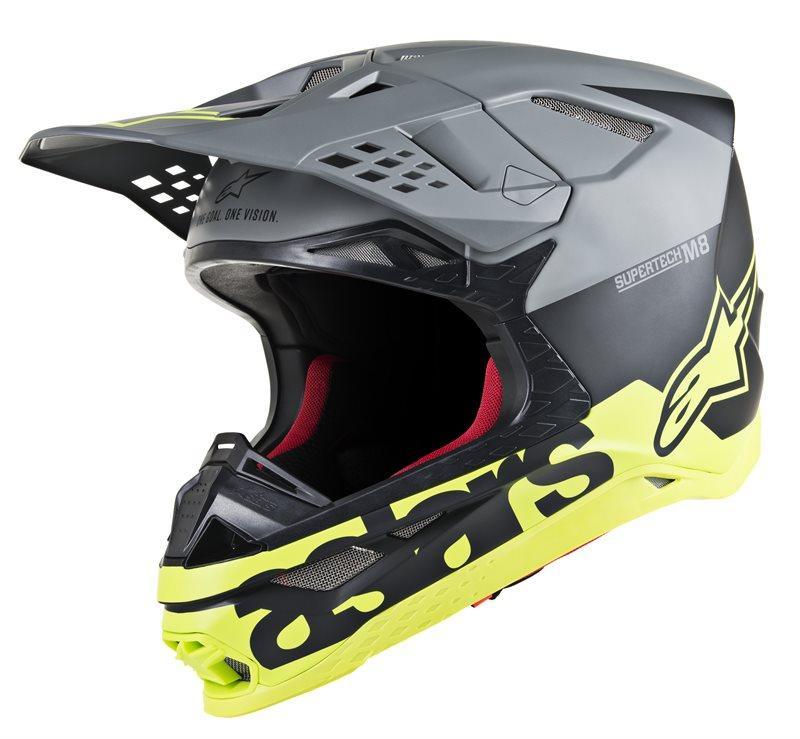 Alpinestars - Supertech S-M8 Radium Helmet Ece Black Matte Mid Gray Yellow Fl - Helmets - MotoXshop