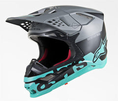 Alpinestars - Supertech S-M8 Radium Helmet Ece Black Matte Mid Gray Teal - Helmets - MotoXshop