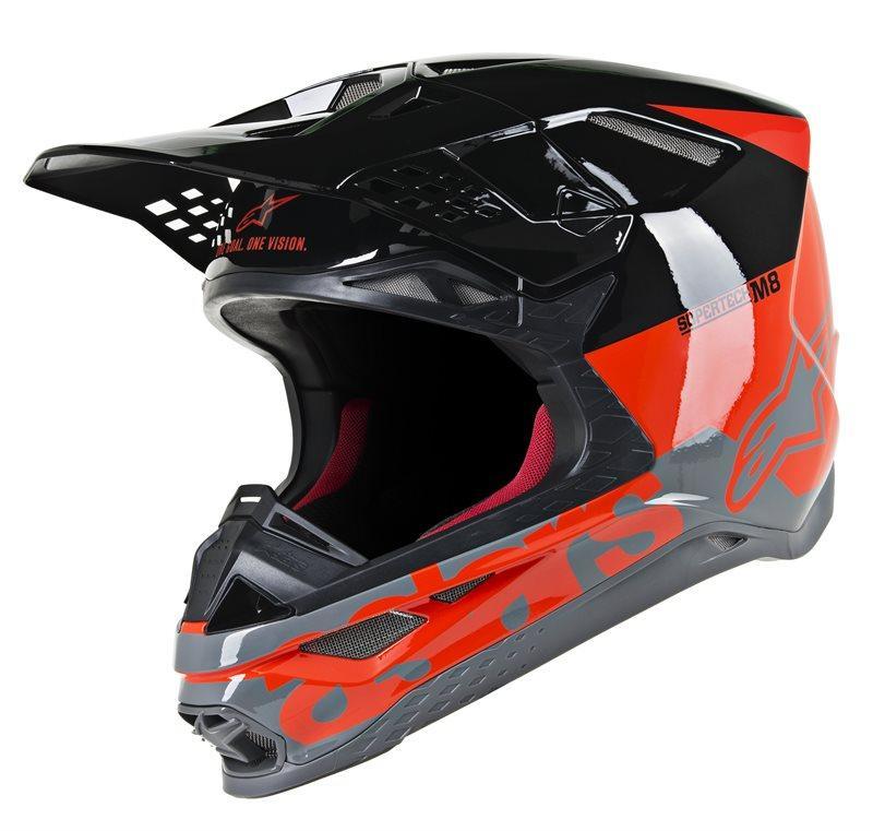Alpinestars - Supertech S-M8 Radium Helmet Ece Red Fluo Black Mid Gray Glossy - Helmets - MotoXshop