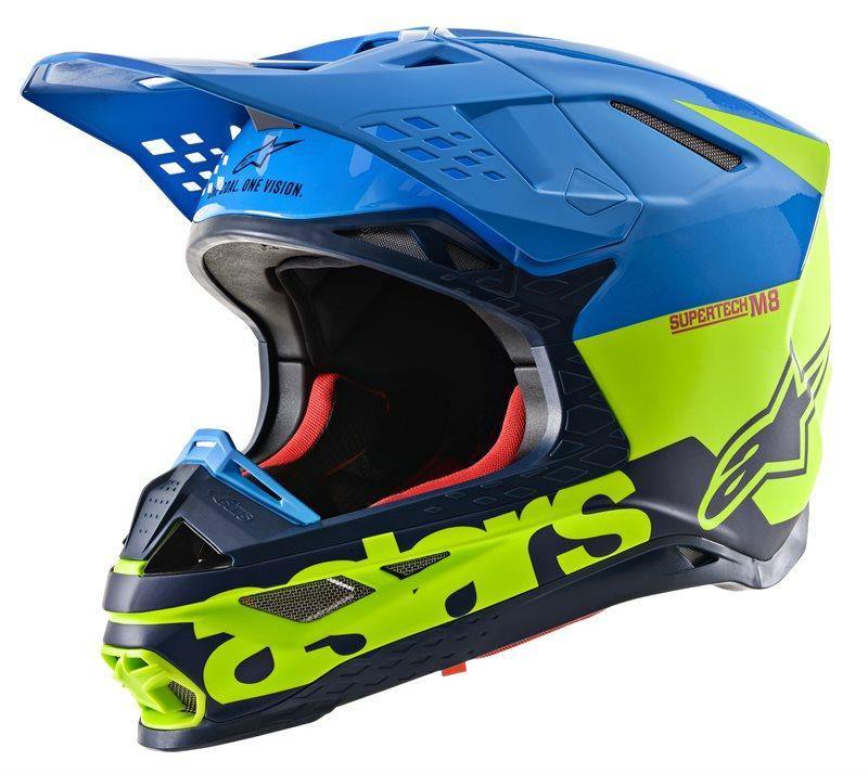 Alpinestars - Supertech S-M8 Radium Helmet Ece Aqua Yellow Fluo Navy M&G - Helmets - MotoXshop