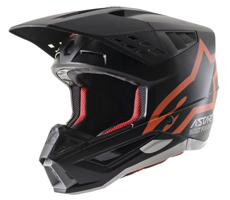 Alpinestars - S-M5 Compass Helmet Ece Black Orange Fluo Matt - Helmets - MotoXshop
