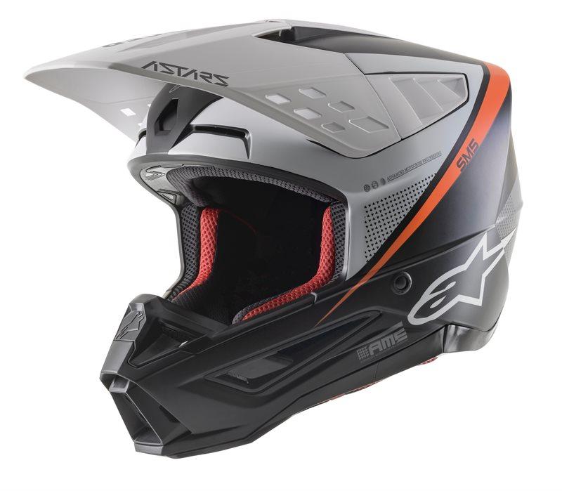 Alpinestars - S-M5 Rayon Helmet Ece Black White Orange Fluo Matt - Helmets - MotoXshop