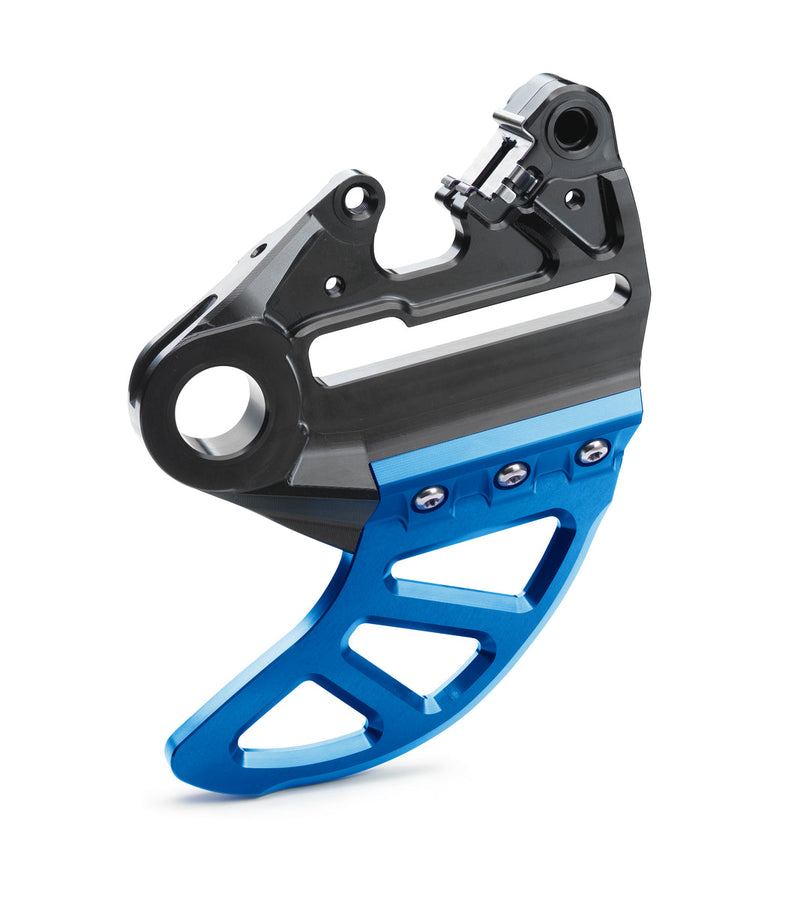 Brake caliper support with brake disc guard